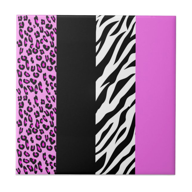 Leopardrucke, Zebra Print, Tierdruck, Rosa Fliese (Vorderseite)