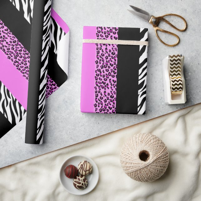 Leopardrucke, Zebra Print, Tierdruck, Rosa Geschenkpapier (Kunsthandwerk)
