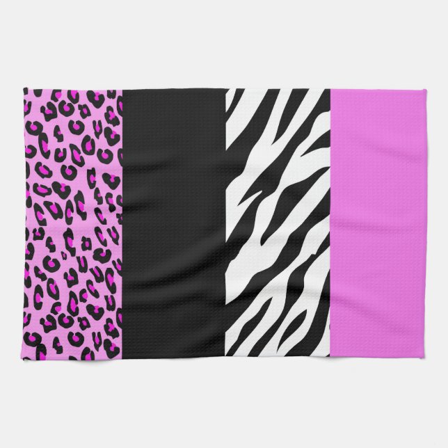 Leopardrucke, Zebra Print, Tierdruck, Rosa Geschirrtuch (Horizontal)