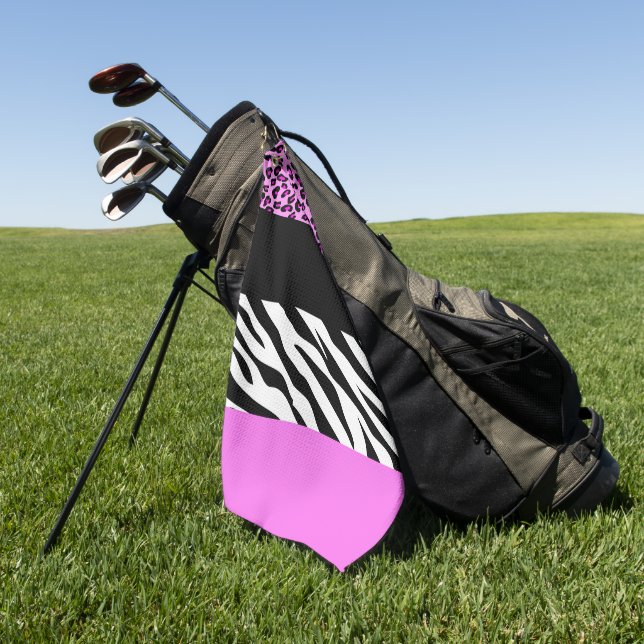 Leopardrucke, Zebra Print, Tierdruck, Rosa Golfhandtuch (Gras)