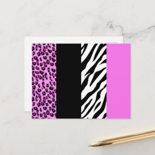Leopardrucke, Zebra Print, Tierdruck, Rosa Postkarte