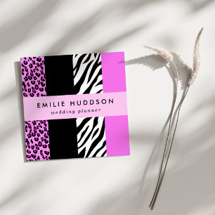 Leopardrucke, Zebra Print, Tierdruck, Rosa Quadratische Visitenkarte