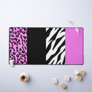 Leopardrucke, Zebra Print, Tierdruck, Rosa Schreibtischunterlage
