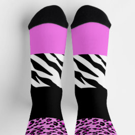 Leopardrucke, Zebra Print, Tierdruck, Rosa Socken