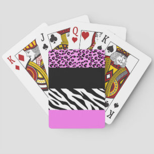 Leopardrucke, Zebra Print, Tierdruck, Rosa Spielkarten
