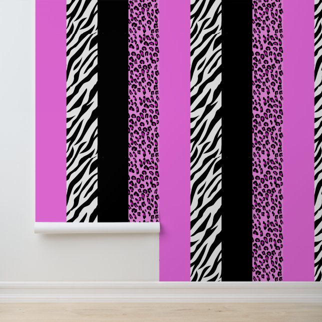Leopardrucke, Zebra Print, Tierdruck, Rosa Tapete (Anwendung)