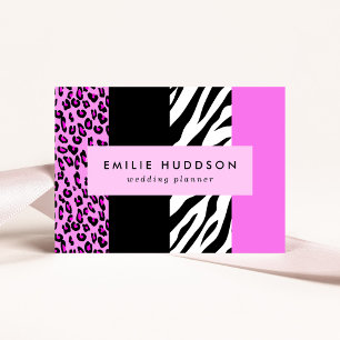 Leopardrucke, Zebra Print, Tierdruck, Rosa Visitenkarte