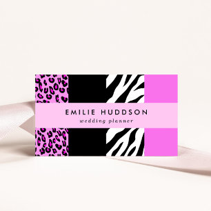 Leopardrucke, Zebra Print, Tierdruck, Rosa Visitenkarte