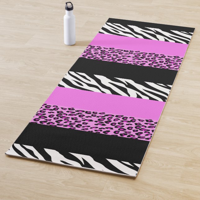 Leopardrucke, Zebra Print, Tierdruck, Rosa Yogamatte (Beispiel)