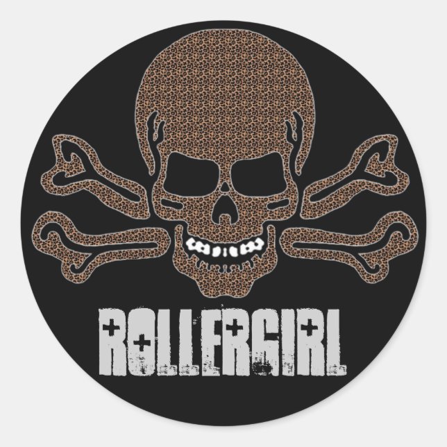 Leopardruckschädel und Kreuzknochen Runder Aufkleber (Vorderseite)