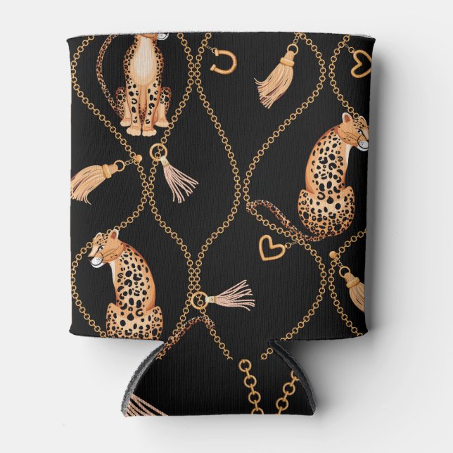 Leopards Golden Chains Modedesign Dosenkühler (Vorderseite)