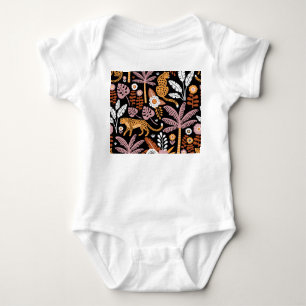 Leopards Palms Vintag Nahtlos Muster Baby Strampler