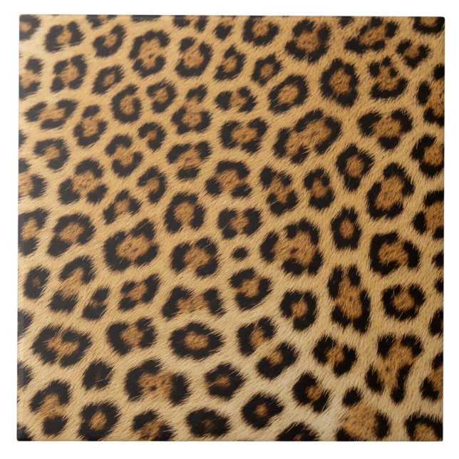 Leopardtextur Fell Haut Leder Tierdruck Muster Fliese (Vorderseite)