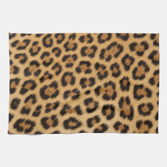 Leopardtextur Fell Haut Leder Tierdruck Muster Geschirrtuch (Horizontal)