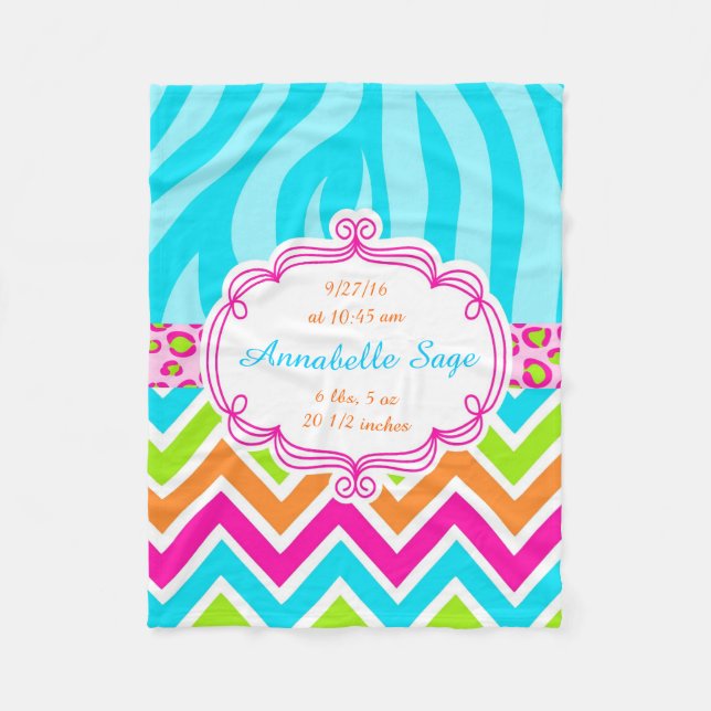 Leopardzebra-Zickzack Geburtstag Fleecedecke (Vorderseite)