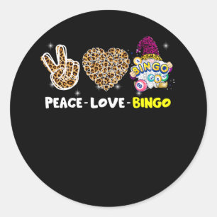 Leopared Peace Liebe Bingo Gnome Lucky Number Bing Runder Aufkleber