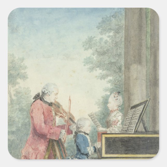 Leopold Mozart und seine Kinder Wolfgang Quadratischer Aufkleber (Vorderseite)