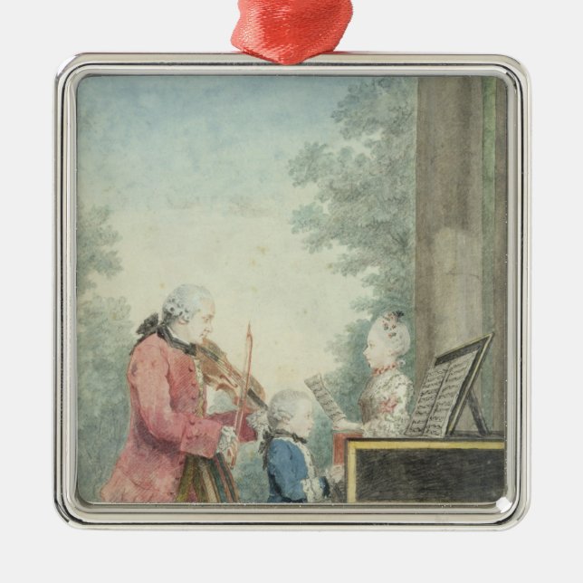 Leopold Mozart und seine Kinder Wolfgang Silbernes Ornament (Vorne)