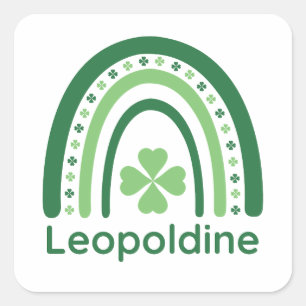Leopoldine Name Clover Boho Regenbogen Quadratischer Aufkleber