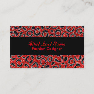 Leopspots für Red Black Glitzer benutzerdefinierte Visitenkarte