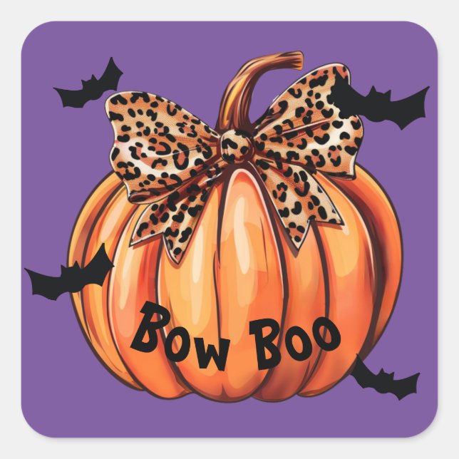 Lepard Print Bow Kürbis Halloween Custom Sticker (Vorderseite)