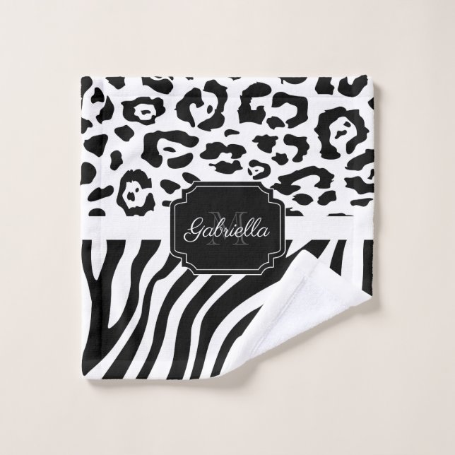 Lepard Print / Zebra Print Badhandtuch Set (Waschlappen)