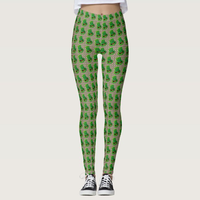 Leprachaun Hat St. Patrick's Day Print Leggings (Vorderseite)