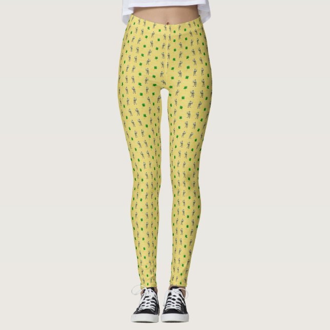 Leprachaun Kleeblatt St. Pat's Day Print Leggings (Vorderseite)