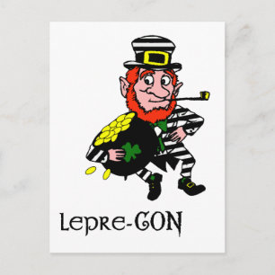 Lepre-con Leprechaun Stealing Pot of Gold Postkarte