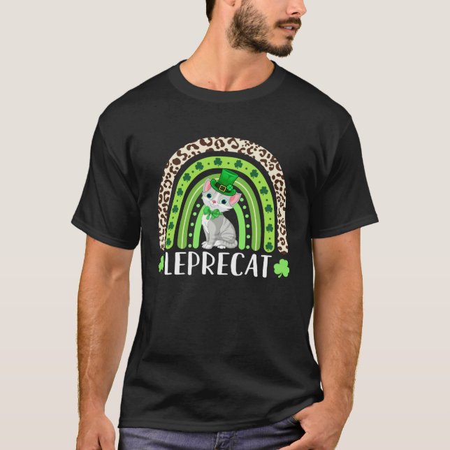 Leprecat  Kinder Katze St Patrick s Day Regenbogen T-Shirt (Vorderseite)