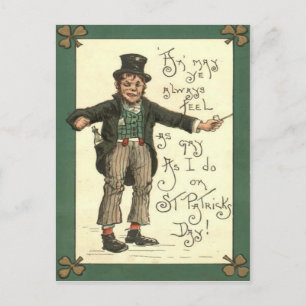 Leprechaun Alkohol Tonpfeife Kleeblatt Postkarte