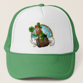 Leprechaun am Barrel St Patrick's Day Truckerkappe
