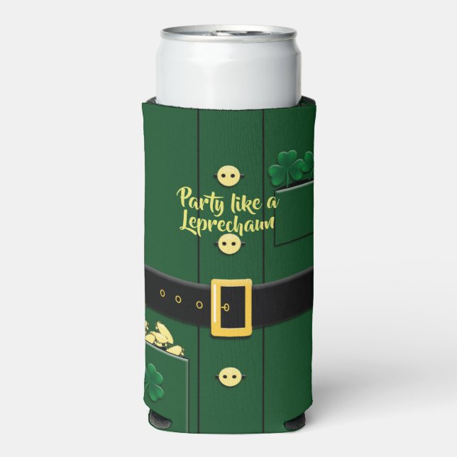 Leprechaun Anzug St Patricks Day 12oz Slim Selters Dosenkühler (Seltzer Vorderseite)
