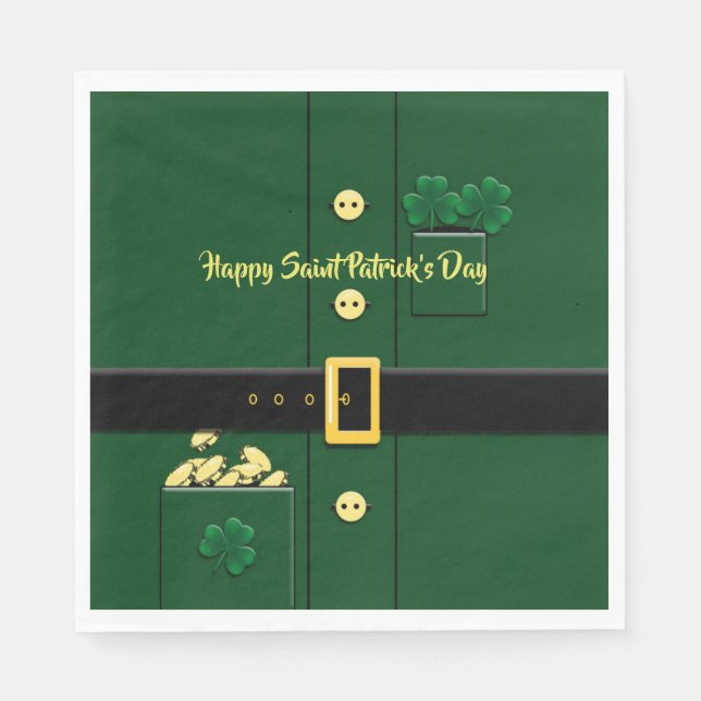 Leprechaun Anzug St Patricks Day Party P Napkin Serviette (Vorderseite)
