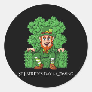 Leprechaun auf Clover Throne St Patricks Day Boys  Runder Aufkleber
