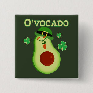 Leprechaun Avocado Pun Button
