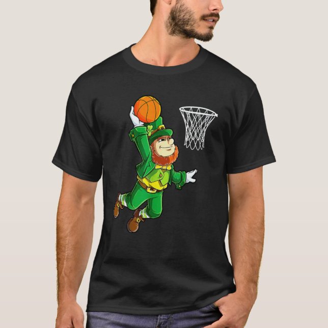 Leprechaun Basketball Dunk St Patricks Day Boys Me T-Shirt (Vorderseite)