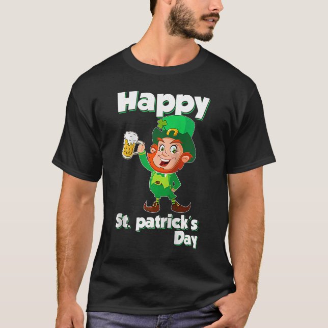 Leprechaun Beer Drink Happy St. Patricks Day T-Shirt (Vorderseite)