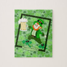Leprechaun + Bier "Happy St. Patrick's Day"