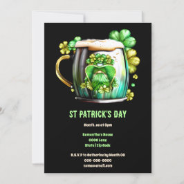 Leprechaun Bierkartentankergarnele Irischer Feiert Einladung