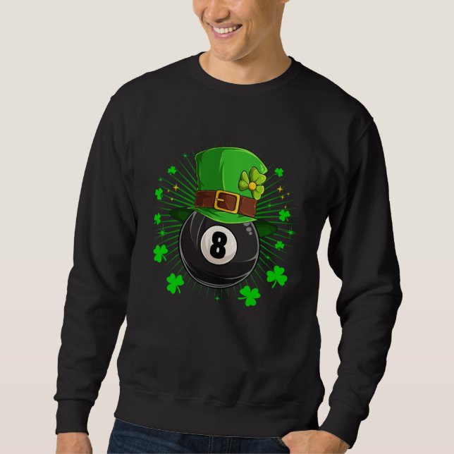 Leprechaun Billiards Pool St Patricks Day Shamrock Sweatshirt (Vorderseite)