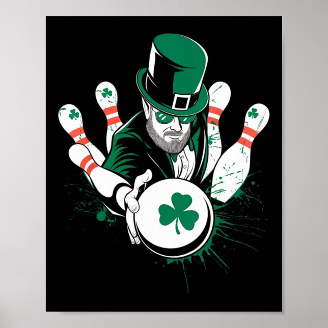 Leprechaun Bowling St. Patrick's Day Lucky Men Boy Poster (Vorne)