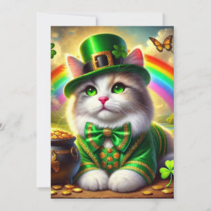 Leprechaun Cat St Patrick's Day Flat Holiday Card Feiertagskarte