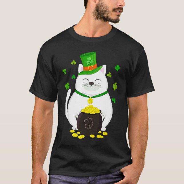 Leprechaun Cat St Patricks Day Graphic T-Shirt (Vorderseite)
