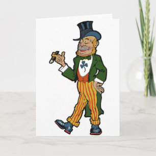 Leprechaun, Cigar, Top Hat Vintage St. Patrick's Karte