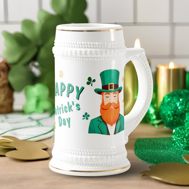 Leprechaun Clover Kleeblatt Patricks Day Bierglas (Von Creator hochgeladen)