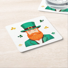 Leprechaun Clover Kleeblatt Patricks Day Rechteckiger Pappuntersetzer