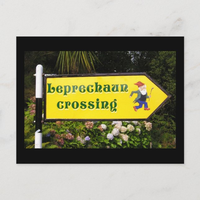Leprechaun Crossing Postcard Postkarte (Vorderseite)