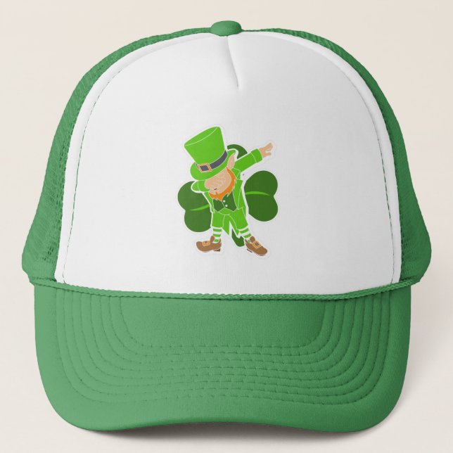 Leprechaun Dab Dance St Patricks Day Truckerkappe (Vorderseite)