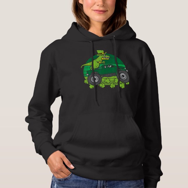 Leprechaun Dino Monster Truck St Patricks Day Todd Hoodie (Vorderseite)